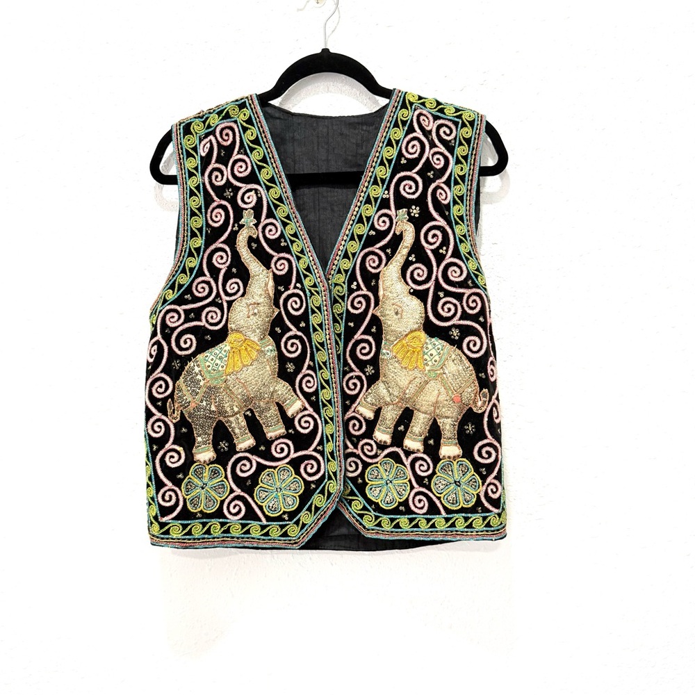 Vintage Embroidered Elephant Vest M‎